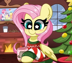 Size: 4096x3605 | Tagged: safe, artist:kittyrosie, applejack, fluttershy, pinkie pie, rainbow dash, rarity, twilight sparkle, cat, earth pony, pegasus, pony, unicorn, g4, blushing, christmas, christmas tree, clothes, cookie, cute, fire, fireplace, food, high res, holiday, kittyrosie is trying to murder us, mane six, milk, mug, photo, picture, pusheen, shyabetes, snow, solo, starry eyes, sweat, sweater, sweatershy, tree, unicorn twilight, window, wingding eyes