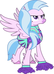 Size: 6274x8560 | Tagged: safe, artist:frownfactory, silverstream, hippogriff, 2 4 6 greaaat, g4, cheerleader, cheerleader outfit, cheerleader silverstream, clothes, female, png, simple background, solo, transparent background, vector