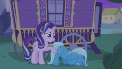 Size: 1920x1080 | Tagged: safe, screencap, starlight glimmer, trixie, g4, to where and back again, female, night, trixie's wagon