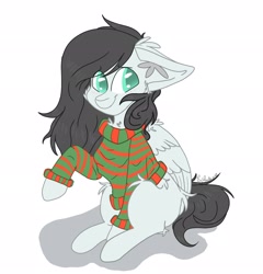 Size: 1962x2048 | Tagged: safe, artist:tizhonolulu, oc, oc only, oc:sky scamper, pegasus, pony, clothes, commission, male, raised hoof, solo, stallion, sweater, ych result