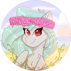 Size: 4000x4000 | Tagged: safe, artist:tizhonolulu, oc, oc only, earth pony, pony, beach, chest fluff, floral head wreath, flower, simple background, solo, transparent background