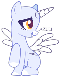 Size: 1486x1942 | Tagged: safe, artist:mint-light, oc, oc only, alicorn, pony, g4, alicorn oc, bald, base, colored hooves, eyelashes, female, horn, looking back, mare, signature, simple background, solo, transparent background, transparent horn, transparent wings, wings