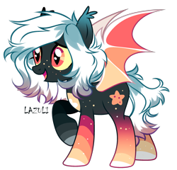 Size: 2408x2310 | Tagged: safe, artist:mint-light, oc, oc only, bat pony, pony, bat pony oc, bat wings, high res, open mouth, raised hoof, signature, simple background, solo, transparent background, wings