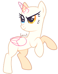 Size: 1825x2304 | Tagged: safe, artist:mint-light, oc, oc only, alicorn, pony, g4, alicorn oc, bald, base, eyelashes, female, heterochromia, horn, looking back, looking up, mare, rearing, signature, simple background, solo, transparent background, transparent horn, transparent wings, wings