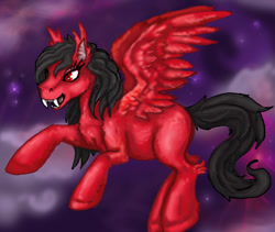 Size: 800x674 | Tagged: safe, artist:sharkledog, oc, oc only, oc:crimson, pegasus, pony, fangs, pegasus oc, rearing, wings