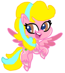 Size: 1171x1309 | Tagged: safe, artist:daisyrosepup16, oc, oc only, oc:caramella bravo, pegasus, pony, g4.5, my little pony: pony life, 1000 hours in ms paint, base used, open mouth, pegasus oc, simple background, smiling, solo, unshorn fetlocks, vector, white background, wings