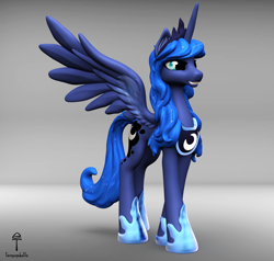 Size: 2272x2160 | Tagged: safe, artist:teonanakatle, princess luna, alicorn, pony, g4, 3d, constellation, female, gradient background, high res, hoof shoes, mare, peytral, solo