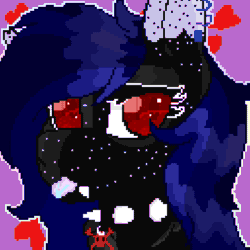 Size: 1024x1024 | Tagged: safe, artist:dicemarensfw, oc, oc:ophelia, bat pony, pony, animated, art, beautiful, blinking, collar, colored, commission, cute, ear piercing, floppy ears, freckles, gauges, gif, heart, piercing, pixel animation, pixel art, pretty, shading, sharp teeth, skull, smiling, solo, teeth, tongue out