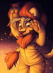 Size: 3200x4400 | Tagged: safe, artist:ohemo, applejack, big cat, earth pony, lion, pony, g4, scare master, season 5, animal costume, applelion, clothes, costume, halloween, halloween costume, holiday, looking at you, open mouth, paw pads, rawr