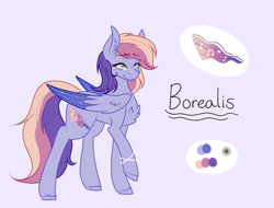 Size: 1000x759 | Tagged: safe, artist:cyrinthia, oc, oc only, oc:borealis gleam, pegasus, pony, female, mare, reference sheet, solo, two toned wings, wings
