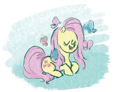 Size: 924x687 | Tagged: safe, artist:laya-21, fluttershy, butterfly, pegasus, pony, g4, solo