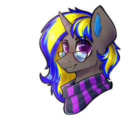 Size: 2343x2343 | Tagged: safe, artist:earthpone, oc, oc only, oc:rapid shadow, pony, unicorn, bust, commission, glasses, high res, male, portrait, simple background, solo, stallion, transparent background