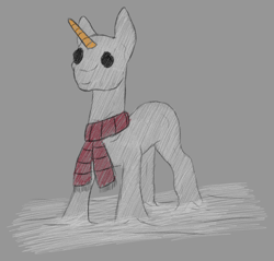 Size: 1100x1050 | Tagged: safe, artist:stray prey, carrot, clothes, food, gray background, no pony, scarf, simple background, sketch, snow, snowpony