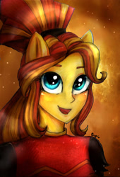 Size: 1884x2763 | Tagged: safe, artist:enjal, sunset shimmer, equestria girls, equestria girls specials, g4, my little pony equestria girls: dance magic, bust, female, flamenco dress, ponied up, solo, sunset shimmer flamenco dress