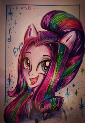 Size: 2035x2947 | Tagged: safe, artist:enjal, starlight glimmer, equestria girls, g4, bust, female, high res, ponied up, solo, traditional art