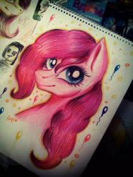 Size: 1200x1600 | Tagged: safe, artist:enjal, pinkie pie, earth pony, pony, g4, bust, female, photo, portrait, solo, traditional art