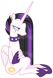 Size: 7000x10300 | Tagged: safe, artist:tardifice, princess celestia, pony, between dark and dawn, g4, absurd resolution, choker, punklestia, simple background, solo, spiked choker, transparent background, vector