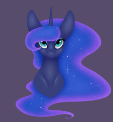 Size: 815x880 | Tagged: safe, artist:cyrinthia, princess luna, pony, g4, bust, portrait, simple background, solo