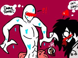 Size: 2048x1536 | Tagged: safe, artist:artmama113, oc, earth pony, human, pony, bust, crossover, earth pony oc, gay, jeff the killer, male, meme, signature, slenderman, stallion