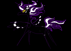 Size: 847x605 | Tagged: safe, artist:saby, derpibooru exclusive, oc, oc only, oc:eventide arcanum, alicorn, hybrid, pony, zebroid, 1000 hours in ms paint, 30 seconds in ms paint, alicorn oc, black coat, colored sclera, doodle, ethereal mane, galaxy mane, horn, male, multicolored mane, offspring, offspring's offspring, parent:oc:mystic fire, parent:oc:osyris, parents:oc x oc, pointy legs, simple background, sketch, solo, sparkles, spread wings, standing, starry mane, striped mane, wing markings, wings, yellow eyes, yellow sclera, zebra stripes