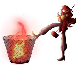 Size: 2705x2257 | Tagged: safe, artist:mywasasi, sunset shimmer, equestria girls, g4, boots, burning, choker, clothes, fiery shimmer, fire, hammer, high res, jacket, lipstick, pants, shoes, shoulderless, simple background, solo, transparent background, trash can