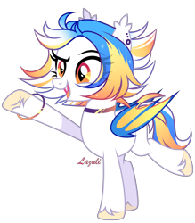 Size: 2292x2612 | Tagged: safe, artist:mint-light, oc, oc only, bat pony, pony, bat pony oc, bat wings, choker, commission, ear piercing, high res, open mouth, piercing, signature, simple background, smiling, solo, transparent background, underhoof, unshorn fetlocks, wings, ych result