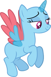 Size: 981x1484 | Tagged: safe, artist:pegasski, oc, oc only, alicorn, pony, g4, the beginning of the end, alicorn oc, bald, base, bedroom eyes, eyelashes, female, flying, horn, looking down, mare, simple background, smiling, solo, transparent background, two toned wings, wings