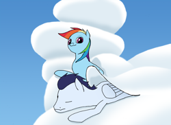 Size: 1486x1080 | Tagged: safe, artist:soks777, rainbow dash, soarin', g4, cloud, female, male, ship:soarindash, shipping, sleeping, straight