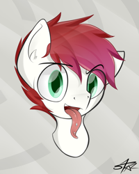 Size: 1000x1250 | Tagged: safe, artist:starmaster, oc, oc only, oc:brenna, pony, bust, piercing, portrait, solo, tongue out, tongue piercing