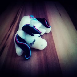 Size: 1080x1080 | Tagged: safe, artist:rxndxm.artist, oc, oc only, oc:shooting star, pony, craft, eyes closed, female, irl, lying down, mare, photo, prone, sculpture, solo, traditional art