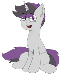 Size: 1474x1785 | Tagged: safe, artist:inky scroll, oc, oc only, oc:inky scroll, pony, unicorn, 2021 community collab, derpibooru community collaboration, glasses, male, simple background, sitting, solo, transparent background