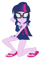 Size: 3500x5184 | Tagged: safe, artist:n3ro 182, sci-twi, twilight sparkle, equestria girls, equestria girls series, g4, i'm on a yacht, spoiler:eqg series (season 2), adorasexy, arm behind head, armpits, beautiful, beautisexy, clothes, cute, eyes closed, feet, flip-flops, glasses, heel pop, legs, pose, sandals, sci-twi swimsuit, sexy, simple background, sleeveless, solo, stupid sexy twilight, swimsuit, transparent background, vector