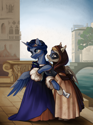 Size: 1480x2000 | Tagged: safe, artist:nancy-05, princess luna, oc, alicorn, bat pony, pony, g4, clothes, dress, fine art parody, francesco hayez, picture, ponified, vengeance is sworn