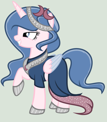 Size: 2295x2614 | Tagged: safe, artist:lominicinfinity, oc, oc only, oc:sparkdust knight, alicorn, pony, alicorn oc, clothes, dress, female, gala dress, high res, horn, mare, simple background, solo, wings