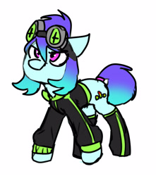 Size: 2711x3069 | Tagged: safe, artist:neoncel, oc, oc only, oc:raven mcchippy, earth pony, pony, clothes, goggles, high res, hoodie, solo