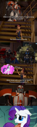 Size: 2000x6748 | Tagged: safe, edit, edited screencap, screencap, rarity, cybertronian, human, pony, unicorn, a dog and pony show, g4, sweet and elite, arcee, autobot, bulkhead, caption, comic, confused, female, harness, image macro, jack darby, jewelry, male, mare, miko nakadai, optimus prime, poor rarity, pouting, raf esquivel, ratchet, sad, screencap comic, stare, tack, teary eyes, text, thought bubble, tiara, transformers, transformers prime, unicorn-unicron confusion, unicron