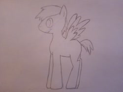 Size: 1040x780 | Tagged: safe, artist:niënor, pegasus, pony, blank flank, male, simple background, solo, traditional art