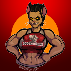 Size: 2500x2500 | Tagged: safe, artist:wonderwaffle33, oc, oc only, oc:cutty corners, abyssinian, anthro, abyssinian oc, anthro oc, cheerleader, cheerleader outfit, clothes, female, high res, muscles, muscular female, sports