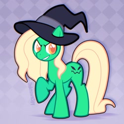 Size: 1280x1280 | Tagged: safe, artist:unknownspy, oc, oc only, pony, grin, hat, smiling, solo, witch hat
