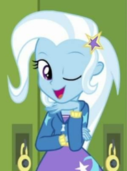 Size: 500x672 | Tagged: safe, screencap, trixie, equestria girls, equestria girls specials, g4, my little pony equestria girls: better together, my little pony equestria girls: forgotten friendship, cropped, one eye closed