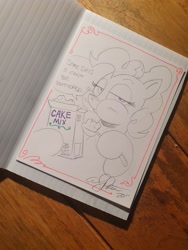 Size: 1536x2048 | Tagged: safe, artist:andypriceart, idw, pinkie pie, earth pony, pony, g4, cake mix, commission, eating, looking at you, photo, solo, this will end in diabetes, traditional art