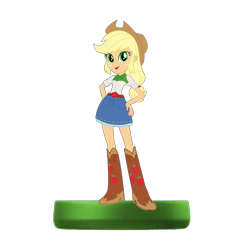 Size: 1024x1024 | Tagged: safe, edit, edited screencap, editor:mario101, screencap, applejack, equestria girls, g4, amiibo, figure, nintendo, simple background, solo, transparent background