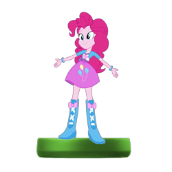 Size: 1024x1024 | Tagged: safe, edit, edited screencap, editor:mario101, screencap, pinkie pie, equestria girls, g4, amiibo, figure, nintendo, simple background, solo, transparent background