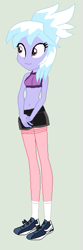 Size: 201x605 | Tagged: safe, artist:cookiechans2, artist:jadeharmony, cloudchaser, equestria girls, g4, base used, belly button, clothes, equestria girls-ified, female, gray background, leggings, martial arts kids, martial arts kids outfits, midriff, shoes, shorts, simple background, sneakers, socks, solo, sports bra, sports shorts