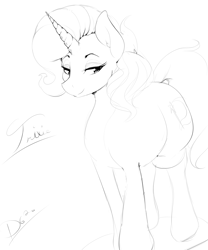 Size: 2500x3000 | Tagged: safe, artist:thelunarmoon, trixie, pony, unicorn, g4, female, high res, mare, monochrome, sketch, solo