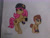 Size: 2576x1932 | Tagged: safe, artist:nurkako, earth pony, hengstwolf, monster pony, pony, werewolf, black hat, bracelet, clothes, crossover, duo, ear piercing, earring, female, filly, gloves, hat, howleen wolf, jewelry, mattel, monster, monster high, necklace, piercing, pink hair, ponified, traditional art