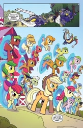 Size: 600x923 | Tagged: safe, idw, apple bloom, apple brown betty, apple bumpkin, apple fritter, apple strudel, applejack, aunt orange, auntie applesauce, babs seed, big macintosh, braeburn, caramel apple, discord, florina tart, golden delicious, granny smith, mosely orange, piña colada, red delicious, uncle orange, draconequus, earth pony, pony, g4, spoiler:comic, spoiler:friendship in disguise, spoiler:friendship in disguise04, apple family, apple family member, avengers: endgame, bombshell (insecticon), food, friendship in disguise, insecticons, kickback, male, popcorn, portal, preview, ransack, shrapnel, stallion, transformers, venom (insecticon)