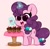 Size: 4096x4034 | Tagged: safe, artist:kittyrosie, sugar belle, pony, unicorn, g4, blushing, cupcake, cute, female, food, glowing horn, horn, kittyrosie is trying to murder us, magic, mare, open mouth, pink background, simple background, smiling, solo, sugarbetes, telekinesis