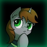 Size: 160x160 | Tagged: safe, artist:dipfanken, oc, oc:littlepip, pony, unicorn, fallout equestria, game: fallout equestria: remains, bust, cropped, game, game screencap, gradient background, hmm, portrait, solo