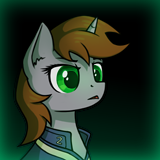 Size: 160x160 | Tagged: safe, artist:dipfanken, edit, edited screencap, editor:fluttershyisnot adoormat, screencap, oc, oc:littlepip, pony, unicorn, fallout equestria, bust, gradient background, portrait, surprised